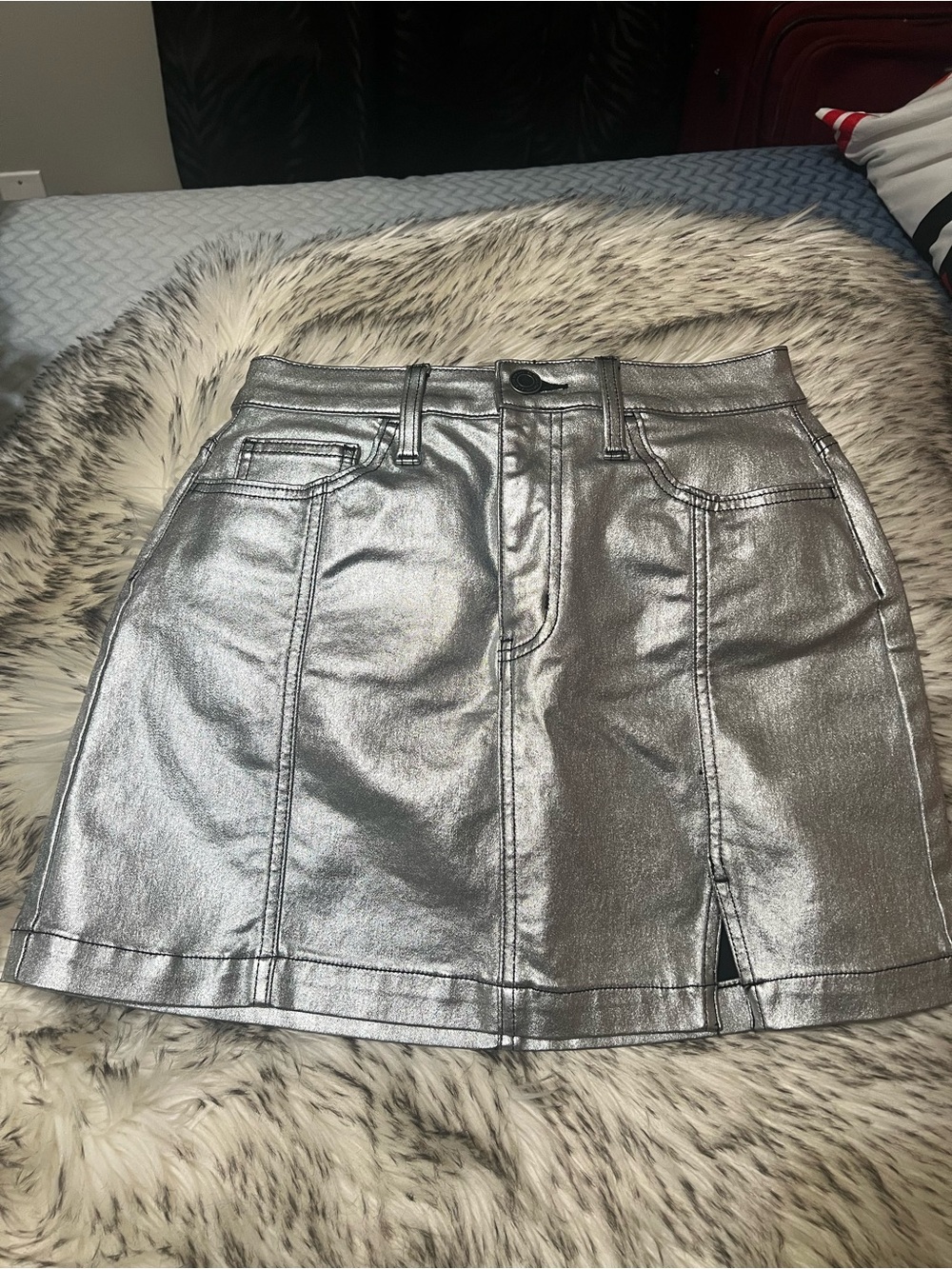 SO Metallic Silver Mini Skirt